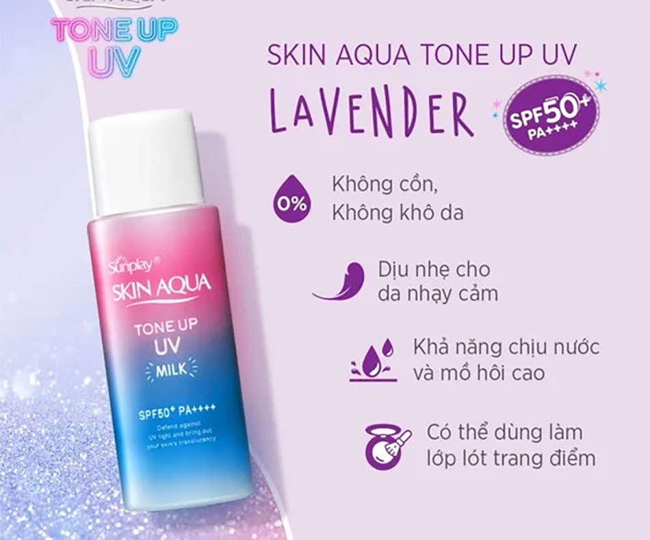 Kem chống nắng Skin Aqua Tone Up UV Milk Lavender SPF50+ PA++++